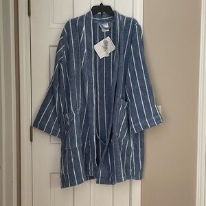 Elegant Blue Striped Women's Robe